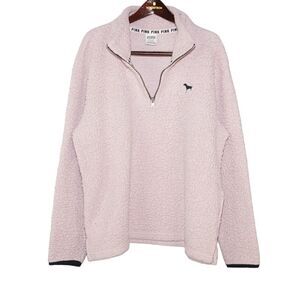 PINK Victoria's Secret Light Pink Sherpa Pullover, Medium
